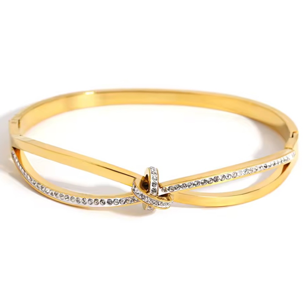 Elegant Gold Knot Bracelet with Crystals
